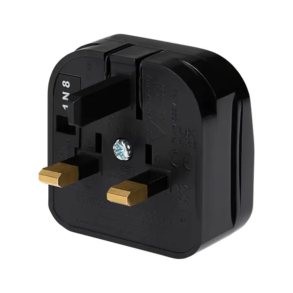 Image of Maplin Maplin Euro 2 Pin Plug to UK Mains Plug Converter with 5 Amp Fuse & Screw Cover (Black) 907PAM