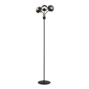 Image of Emibig Nova Black Globe Multi Arm Floor Lamp with Clear,Black Glass Shades, 3x E14
