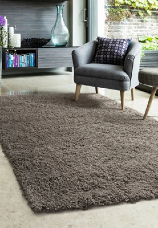 Image of Melrose Venus Shaggy Dark Natural High Pile Medium Rug 120/170Cm