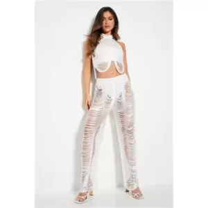 Image of I Saw It First High Wasited Tassle Co-Ord Trousers - White