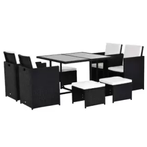 Image of Outsunny Rattan Furniture Set Wicker Weave Patio Dining Table Seat Mixed Black