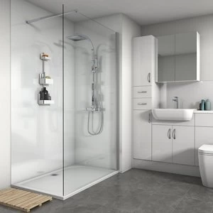 Image of Splashwall Gloss Metallic white 2 sided Shower Panel kit (L)1200mm (W)1200mm (T)4mm