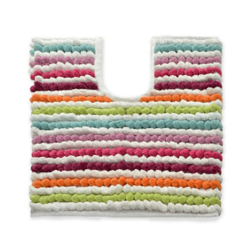 Image of Allure Bath Fashions Striped Chunky Bobble Pedestal Toilet Mat - Multi Bright