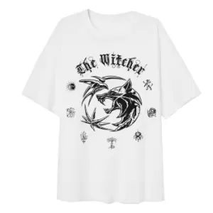 Image of The Witcher Womens/Ladies Symbol Oversized T-Shirt (L) (White)