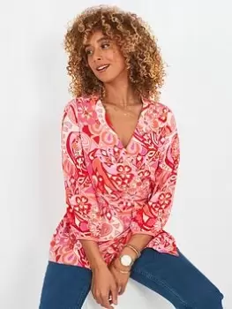 Image of Joe Browns Retro Vibes Summer Swirl Top -pink, Pink, Size 8, Women