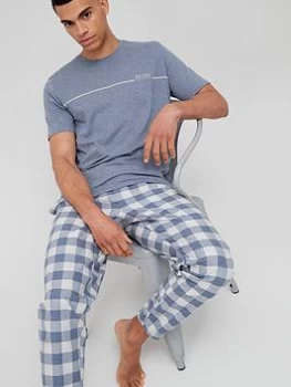 Image of Hugo Boss Cosy Lounge Check T-Shirt Pastel Blue Size M Men