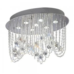 Image of Ceiling Oval 7 Light Polished Chrome, Crystal