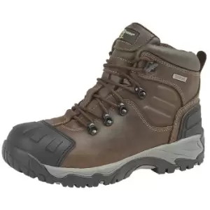 Image of Grafters Mens Buffalo Leather Hiker Type Safety Boots (14 UK) (Brown) - Brown