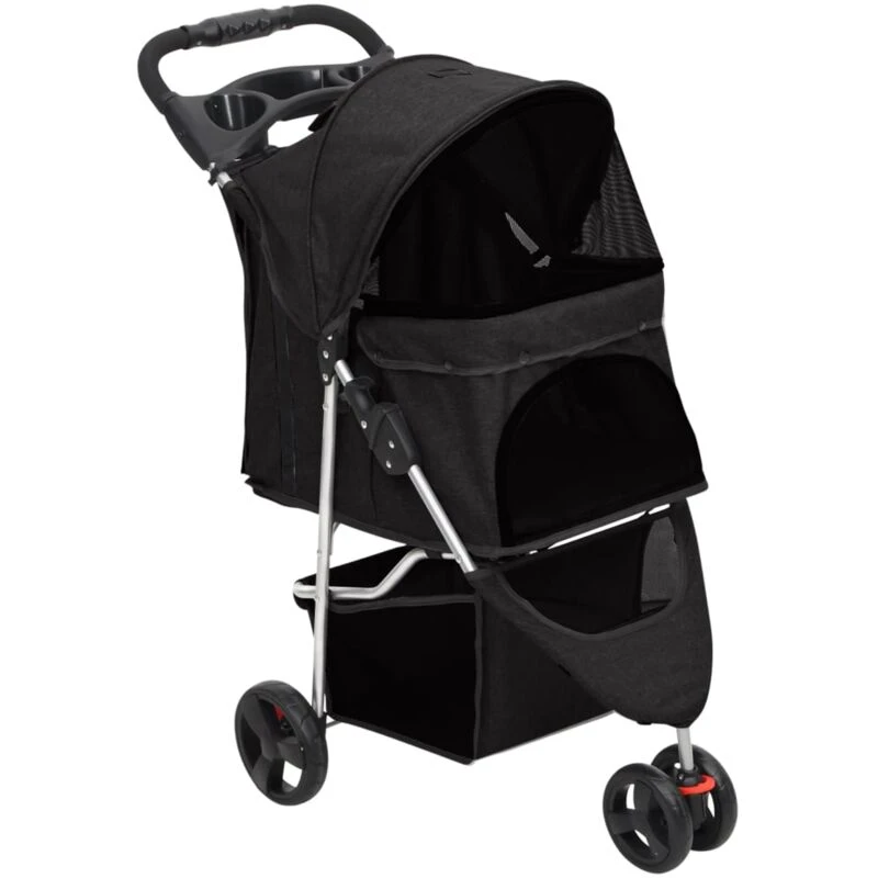 Image of VIDAXL Vidaxl - Folding Dog Stroller Black 80x46x98cm Oxford Fabric 8720845735180