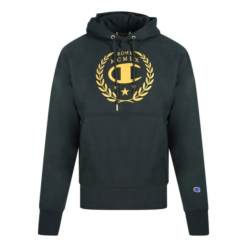 Image of Champion Rome Logo Black Hoodie Black male
