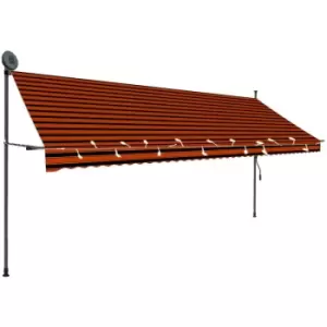 Image of Manual Retractable Awning with LED 400cm Orange and Brown Vidaxl Multicolour