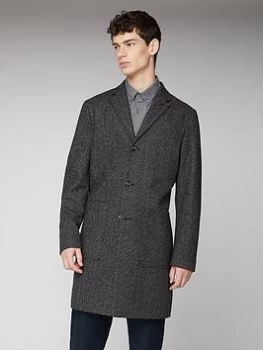 Image of Ben Sherman Herringbone Overcoat - Coffee, Coffee, Size L, Men