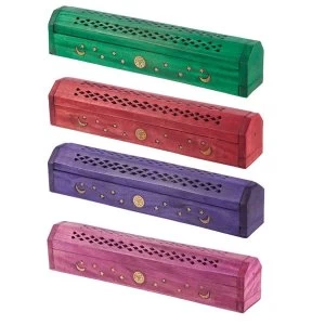 Image of Mango Wood (1 Random Supplied) Fretwork Incense Sticks Box