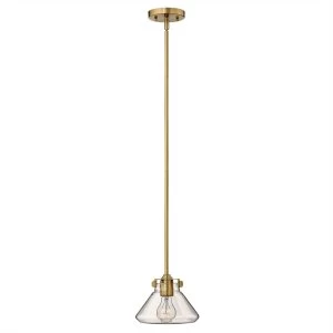 Image of 1 Light Dome Ceiling Pendant Brushed Caramel Clear Glass, E27