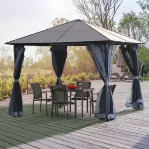 Image of Alfresco 3 x 3m Hardtop Mesh Draped Gazebo, Grey