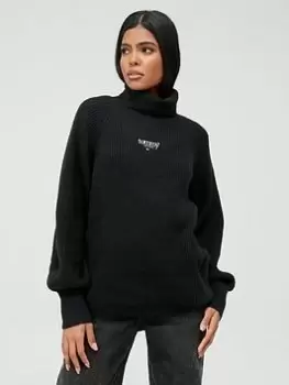 Image of Tommy Jeans Relaxed Lofty Turtle Sweater - Black, Size S, Women