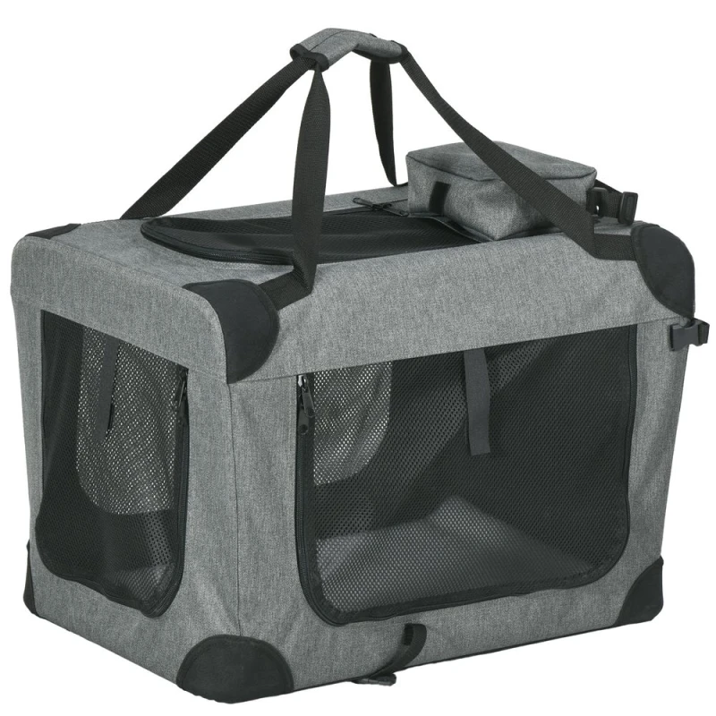 Image of PawHut Folding Pet Carrier Bag House - Grey D00-135V03GY