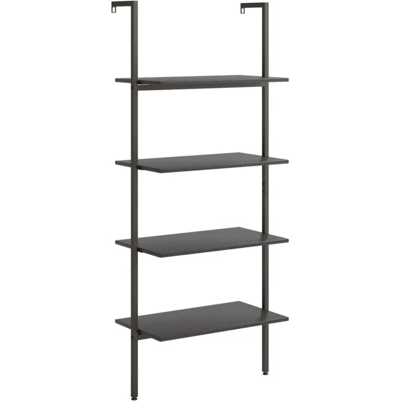 Image of Vidaxl 4-tier Leaning Shelf Black 64X35X152.5 Cm, Black 336384