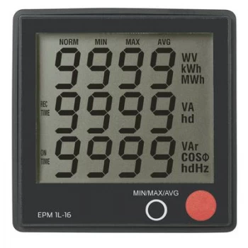 Image of VOLTCRAFT EPM 1L-16 Digital rack-mount meter Digital panel-mounted measuring device EPM 1 L-16 Voltage: 190 - 250 V/AC; current: 0 - 16 A; Cos-Phi: 0