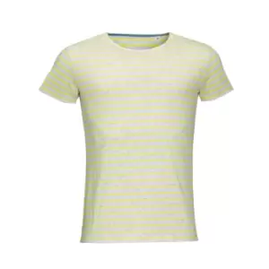 Image of SOLS Mens Miles Striped Short Sleeve T-Shirt (L) (Ash/Lemon)