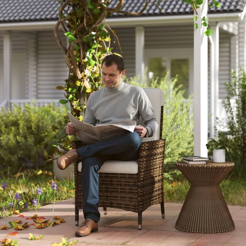 Image of OUTSUNNY Rattan Garden Recliner Chair with Adjustable Backrest in Cream Size: Armchair Cream Unisex Armchair