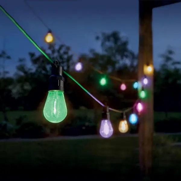 Image of Eureka Lighting LED Vintage Festoon Light (Set of 20 Lights) Multi-Coloured