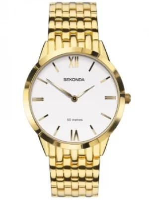 Image of Sekonda Mens White Dial Gold Tone Bracelet Watch 1610