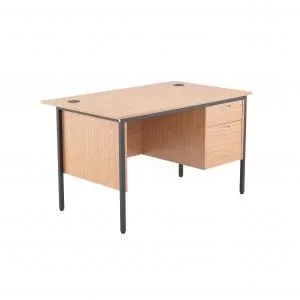 Image of Jemini 18 Oak 1228mm Desk with 2 Drawer Pedestal KF839483 KF839483