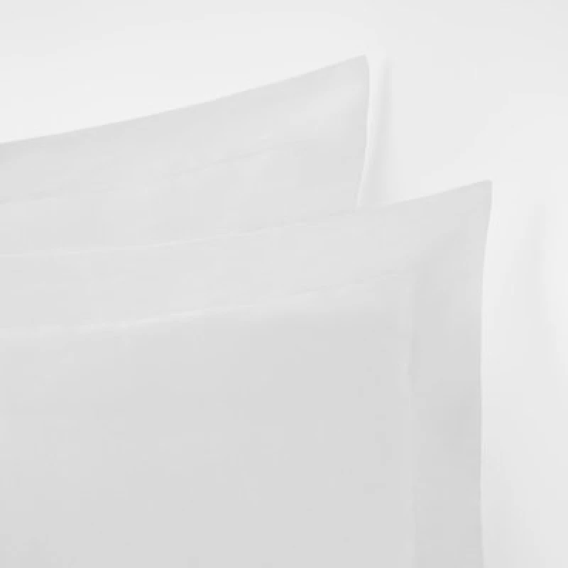 Image of OHS OHS 10 x Soft Polycotton Oxford Edge Pillowcase Set in White White One Size Unisex 5027434156559