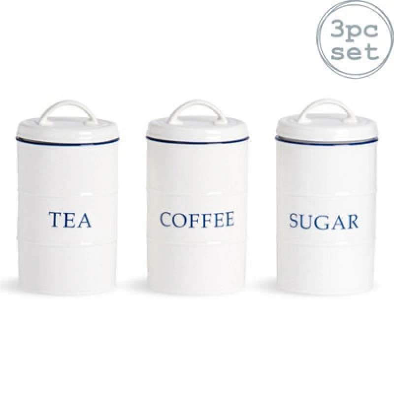 Image of Nicola Spring - White Farmhouse Tea Coffee Sugar Set - 11Cm - 3Pc