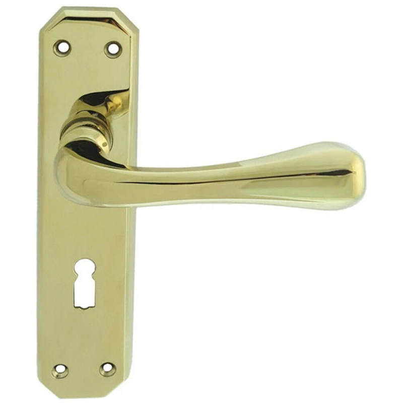 Image of Loops PAIR Heavy Duty Handle on Angular Lock Backplate 180 x 40mm Stainless Brass Metallics
