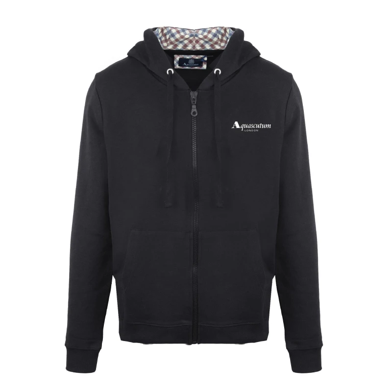 Image of Aquascutum Mens Zip Hood Sweat Zip Hoodie Black male Small