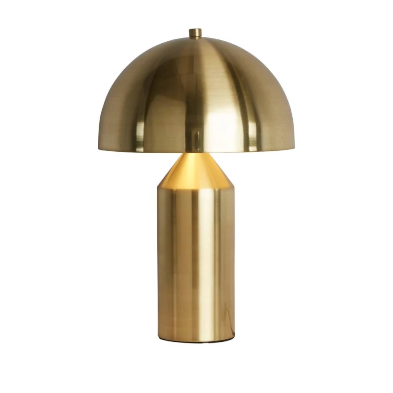 Image of Lighting Collection Satin Brass Dome Table Lamp, Brown 701529