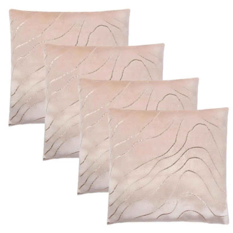 Image of OHS OHS 4 Pack Metallic Wave Cushion Covers Home Decor Set in Natural Size: 45cm x 45cm Natural 45cm x 45cm Unisex 5027434217823