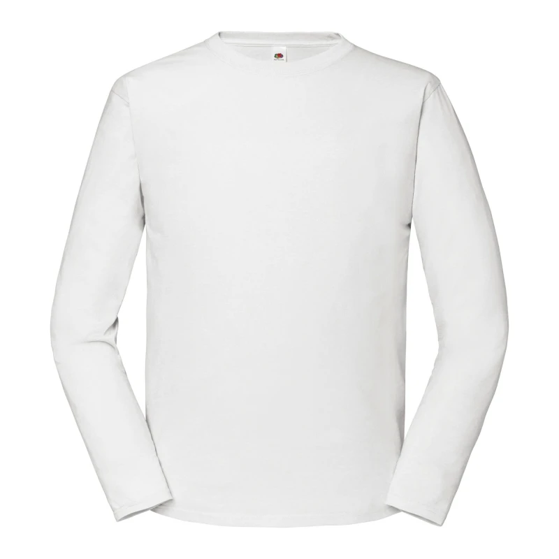 Image of Fruit Of The Loom Fruit of the Loom Men Iconic Premium Long-Sleeved T-Shirt in White Size: X-Small White XS Male 5063300786420