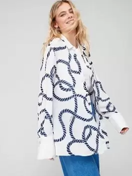 Image of Tommy Hilfiger Coastal Rope Relaxed Fleur Shirt - White, Size 40, Women