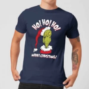 Image of The Grinch Ho Ho Ho Mens Christmas T-Shirt - Navy - M