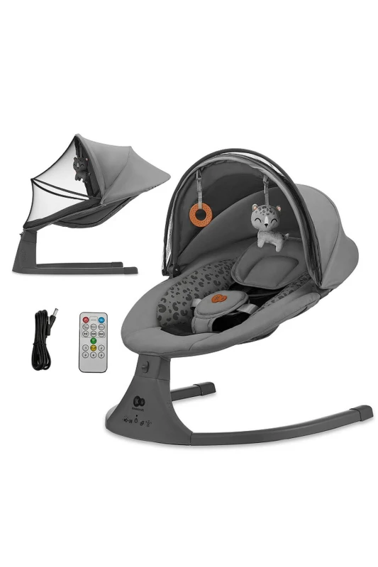 Image of Kinderkraft LUMI 2 Baby Electric Rocker Bouncer Side To Side Mains or Batteries in Dark Grey Dark Grey Unisex
