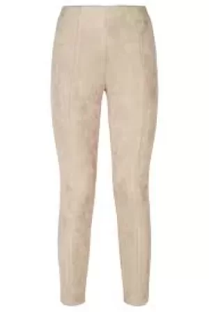 Image of James Lakeland Camel Side Zip Faux Suede Trousers - 8