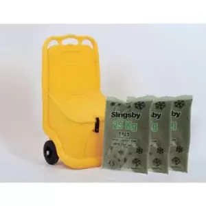Image of Slingsby 75L Mobile Salt and Grit Bin Kit - Yellow Mobile Salt Bin & 3 x 25kg Br
