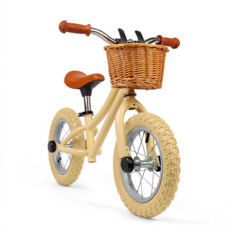 Image of Bigjigs Toys Cream Balance Bike With Basket - No Pedal Toddler Bikes, Kids Gifts