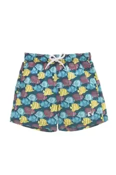 Image of Tropical Fish Print Swim Shorts