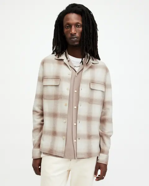 Image of AllSaints Knoll Checked Relaxed Fit Shirt