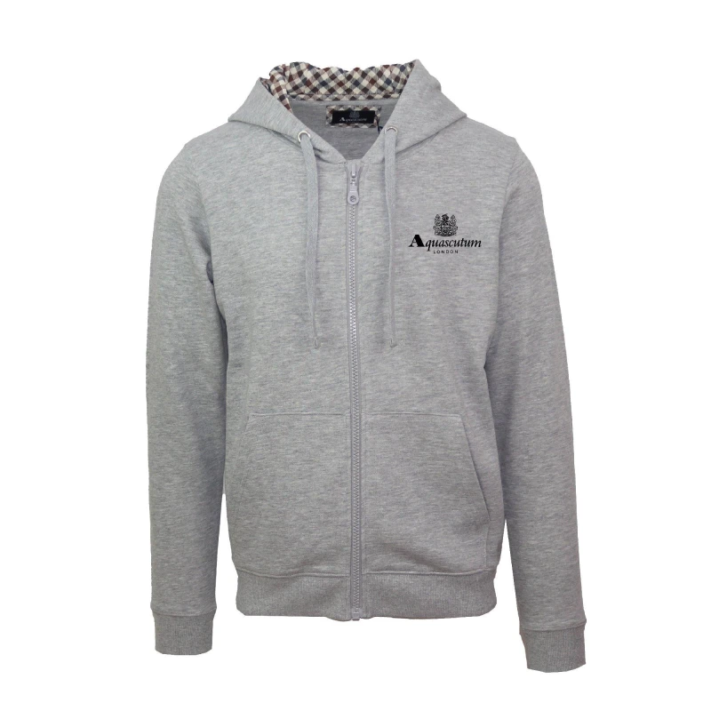 Image of Aquascutum Mens Zip Hooded Sweatshirt Grey male Small