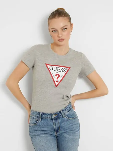 Image of Guess Triangle Logo T-Shirt 14811307 Grey