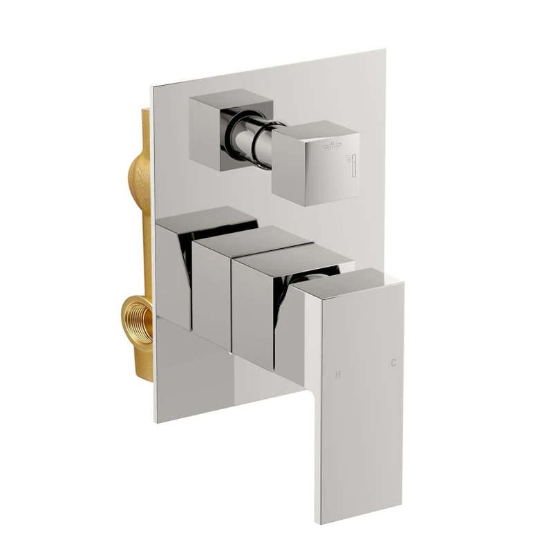 Image of Nes Home Concealed Twin Shower Mixer Valve with Built in Diverter Chrome Silver