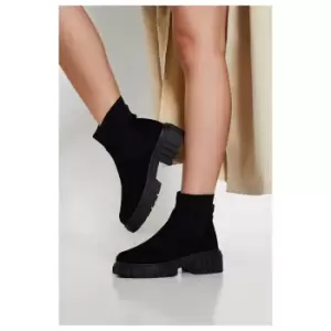 Image of I Saw It First Basic Chunky Sole Faux Suede Chelsea Style Boot - Black