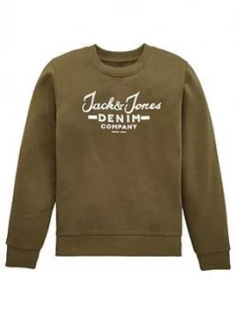 Image of Jack & Jones Boys Hero Logo Crew Sweat - Olive