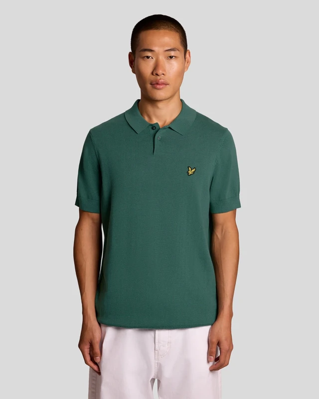 Image of Lyle & Scott Knitted cotton polo Lyle & Scott Vert Male L