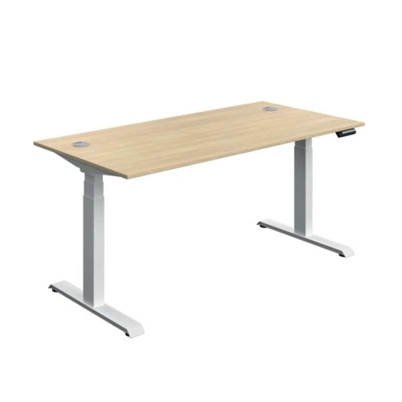 Image of Serrion Dual Motor Sit/Stand Desk 1600x800x630-1290mm Oak/White KF800345